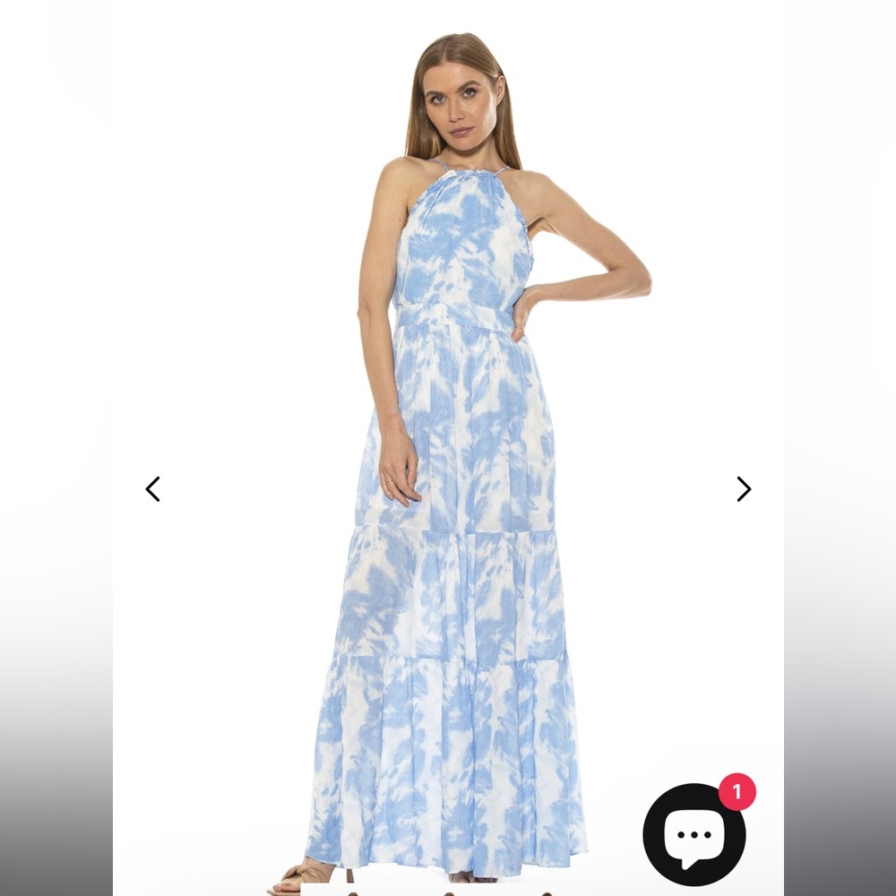 NWT Alexia admor Kira blue tie dye maxi dress size 12